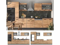 Vicco Mueble de cocina oro power roble/antracita 350x46x81.6 r-line Color natural oscuro Hot