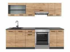 Vicco Mueble de cocina oro power roble/antracita 240x60x81.6 raul Color natural oscuro Outlet
