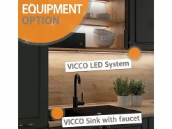 Vicco Mueble de cocina oro power roble/antracita 240x60x81.6 raul Color natural oscuro Outlet