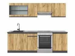 Mueble de cocina oro power roble/antracita 240x46x81.6 raul^Vicco Best