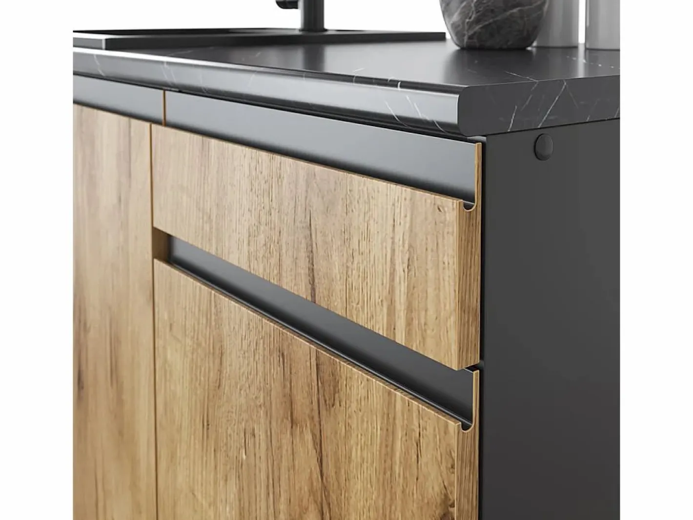Mueble de cocina oro power roble/antracita 240x46x81.6 raul^Vicco Best