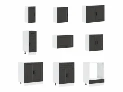 vidaxl Mueble de cocina Porto negra 14 piezas madera contrachapada Negro Hot