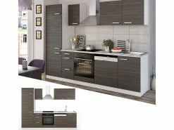 Vicco Cocina Completa|Mueble de cocina precioso gris/blanco 270x57.1x81.6 optima