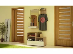 Mueble de entrada City roble sonoma claro / blanco brillo 90 cm^ Sale