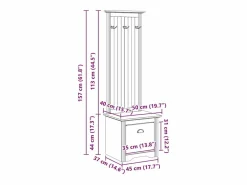 Mueble de entrada con ganchos BODO y marrón 50x40x157 cm^vidaxl Discount