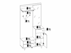Mueble de entrada Nordic B roble artesanal / blanco 100 cm^ Outlet