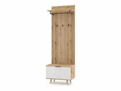 Mueble de entrada Nordic D roble evoke / tabilla / blanco 65 cm^