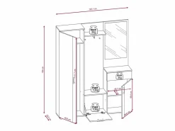 Armario De Entrada|Mueble de entrada Trio roble artesanal / blanco 145 cm