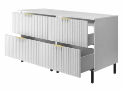 Mueble de lavabo, , 120 (2 x 60) x 77 x 46 cm, tirador dorado, patas negras + Encimera^ Discount