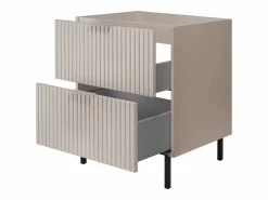 Mueble De Pared Para Baño|Mueble de lavabo, Cashmere, 60 x 77 x 46 cm, tirador plata, patas Negros, sin encimera