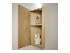 Mueble de lavabo de esquina con patas con lavabo, grifo y mueble con espejo SORRENTO Marru00f3n