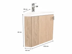 Mueble de lavabo de esquina KODA + juego de grifería^