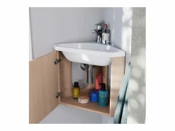Mueble de lavabo de esquina KODA + juego de grifería^