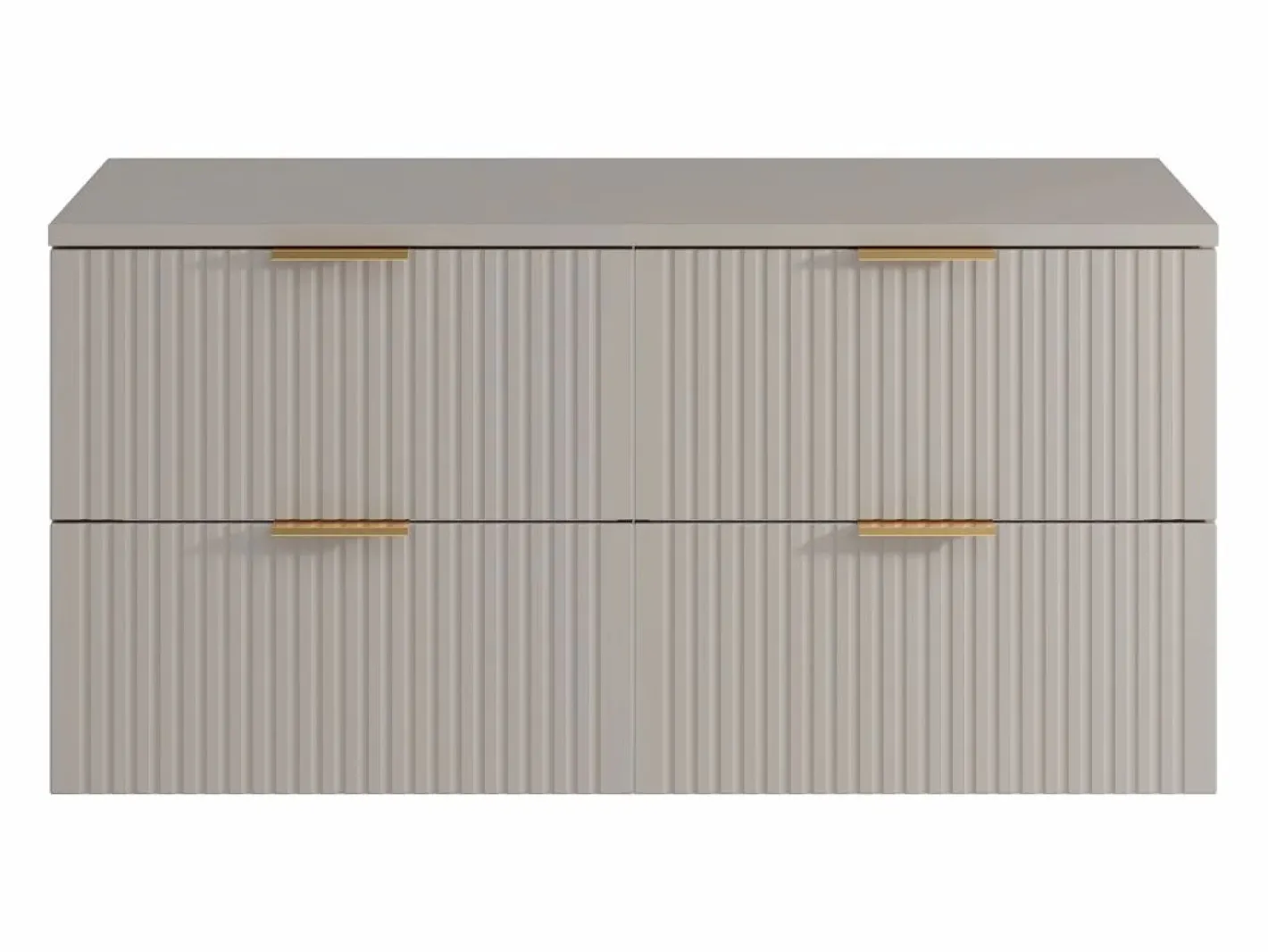 Vente-unique Mueble De Lavabo|Mueble de lavabo de pared con acabado ranurado y estante - Natural claro - An. 120 cm - ZEVARA