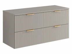 Vente-unique Mueble De Lavabo|Mueble de lavabo de pared con acabado ranurado y estante - Natural claro - An. 120 cm - ZEVARA