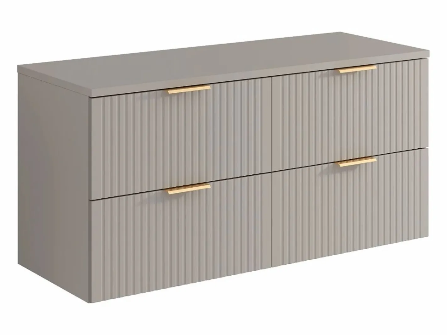 Vente-unique Mueble De Lavabo|Mueble de lavabo de pared con acabado ranurado y estante - Natural claro - An. 120 cm - ZEVARA