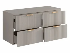 Vente-unique Mueble De Lavabo|Mueble de lavabo de pared con acabado ranurado y estante - Natural claro - An. 120 cm - ZEVARA
