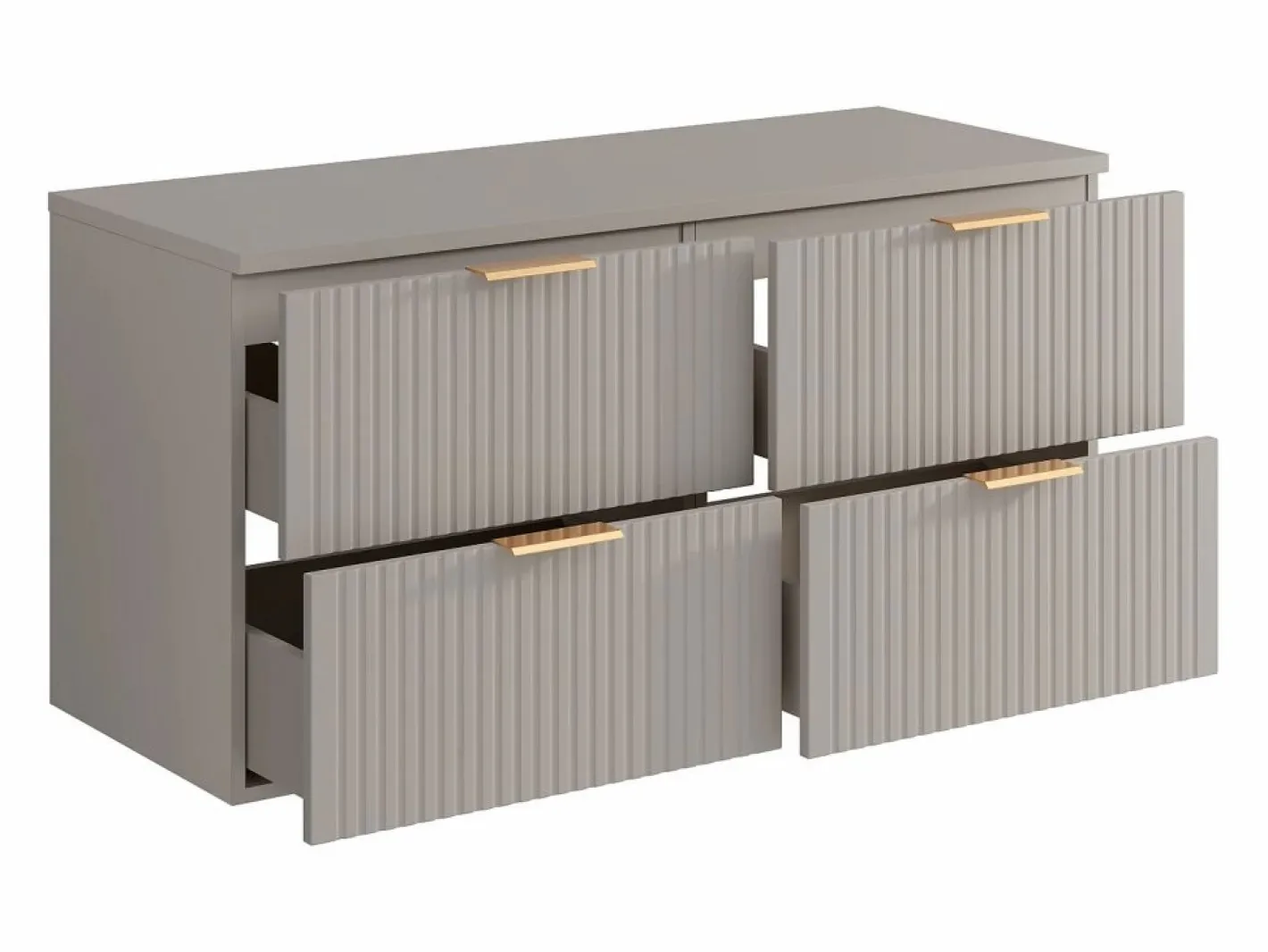 Vente-unique Mueble De Lavabo|Mueble de lavabo de pared con acabado ranurado y estante - Natural claro - An. 120 cm - ZEVARA