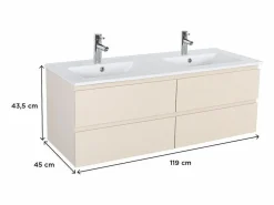 Mueble de lavabo doble de 120cm con encimera de cerámica y grifería cromada SORRENTO^ Best