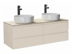 Mueble de lavabo doble suspendido SORRENTO de 120 cm Beige Sale
