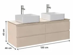 Mueble de lavabo doble suspendido SORRENTO de 120 cm Beige Sale