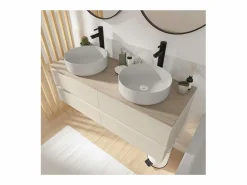 Mueble de lavabo doble suspendido SORRENTO de 120 cm Beige Sale