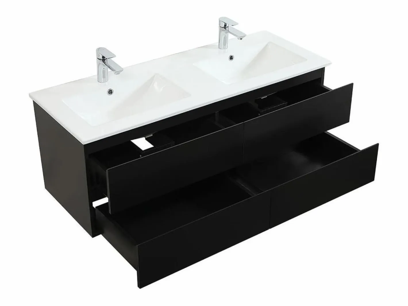 Mueble De Baño Con Doble Lavabo|Mueble de lavabo doble suspendido SORRENTO de 120 cm con encimera de cerámica