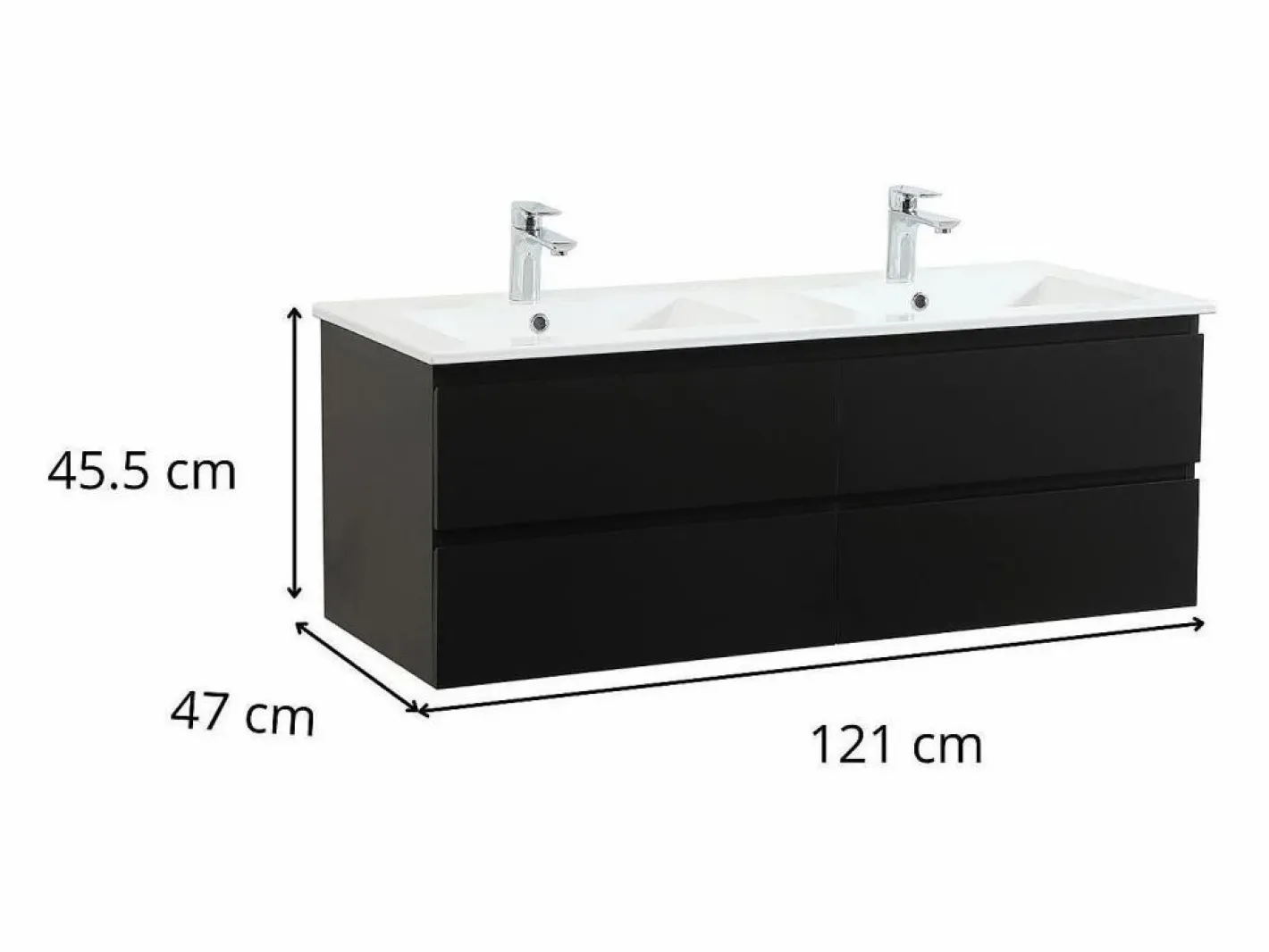 Mueble De Baño Con Doble Lavabo|Mueble de lavabo doble suspendido SORRENTO de 120 cm con encimera de cerámica