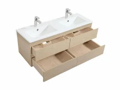 Mueble de lavabo doble suspendido SORRENTO de 120 cm con encimera de cerámica^ Clearance