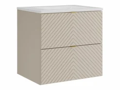 Vente-unique Mueble De Baño Simple|Mueble de lavabo único suspendido con diseño con diseño de espiga y lavabo encastrado, , 60 cm - DORIONI