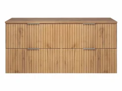 Mueble de lavabo, Roble Craft, 120 (2 x 60) x 57 x 46 cm, tirador plata + Encimera^ Outlet