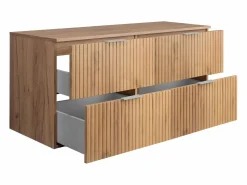 Mueble de lavabo, Roble Craft, 120 (2 x 60) x 57 x 46 cm, tirador plata + Encimera^ Outlet