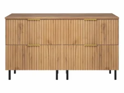 Mueble De Pared Para Baño|Mueble de lavabo, Roble Craft, 120 (2 x 60) x 77 x 46 cm, tirador dorado, patas negras + Encimera