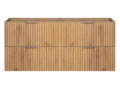 Mueble De Pared Para Baño|Mueble de lavabo, Roble Craft, 120 (2 x 60) x 57 x 46 cm, tirador plateado, sin encimera