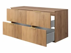 Mueble De Pared Para Baño|Mueble de lavabo, Roble Craft, 120 (2 x 60) x 57 x 46 cm, tirador dorado + Encimera