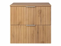 Mueble De Pared Para Baño|Mueble de lavabo, Roble Craft, 60 x 57 x 46 cm, tirador plata + Encimera