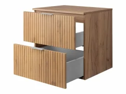 Mueble De Pared Para Baño|Mueble de lavabo, Roble Craft, 60 x 57 x 46 cm, tirador plata + Encimera