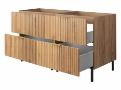 Mueble de lavabo, Roble Craft, 120 (2 x 60) x 77 x 46 cm, tirador dorado, patas Negros, sin encimera Marru00f3n Online