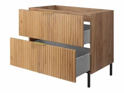 Mueble de lavabo, Roble Craft, 80 x 77 x 46 cm, tirador dorado, patas Negros, sin encimera^ Hot