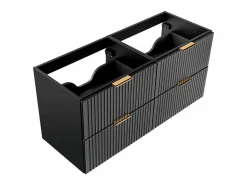 Vente-unique Mueble de lavabo suspendido con acabado acanalado , 120 cm de ancho, Zevara Negro Online