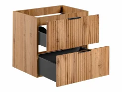 Mueble de lavabo suspendido con acabado ranurado, natural claro, 60 cm de ancho, ZEVARA^Vente-unique Discount