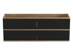 Vente-unique Mueble De Lavabo|Mueble de lavabo suspendido - Natural claro y negro - 150 cm - SABURI