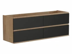 Vente-unique Mueble De Lavabo|Mueble de lavabo suspendido - Natural claro y negro - 150 cm - SABURI