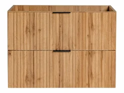 Vente-unique Mueble de lavabo suspendido con acabado acanalado natural claro, 80 cm de ancho, Zevara Color natural claro Sale