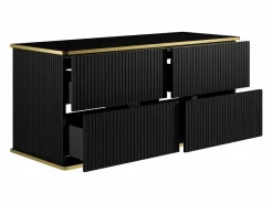 Mueble de lavabo suspendido con borde dorado acanalado, , 120 cm de ancho, KELIZA^Vente-unique Best
