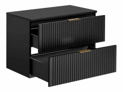 Vente-unique Mueble De Lavabo|Mueble de lavabo suspendido con acabado ranurado y estante, 80 cm de ancho, Zevara