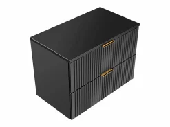 Vente-unique Mueble De Lavabo|Mueble de lavabo suspendido con acabado ranurado y estante, 80 cm de ancho, Zevara
