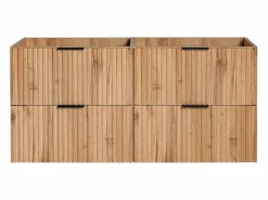 Vente-unique Mueble de lavabo suspendido con acabado ranurado, natural claro, 120 cm de ancho, ZEVARA Color natural claro Outlet