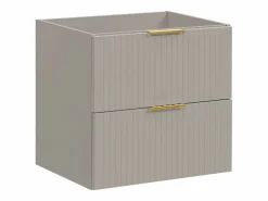 Vente-unique Mueble de lavabo suspendido con diseño acanalado, , 60 cm de ancho, Zevara Beige Online