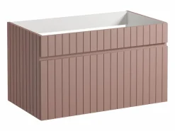 Mueble de lavabo suspendido con acabado acanalado rosa, 80 cm, SATARA^Vente-unique Best
